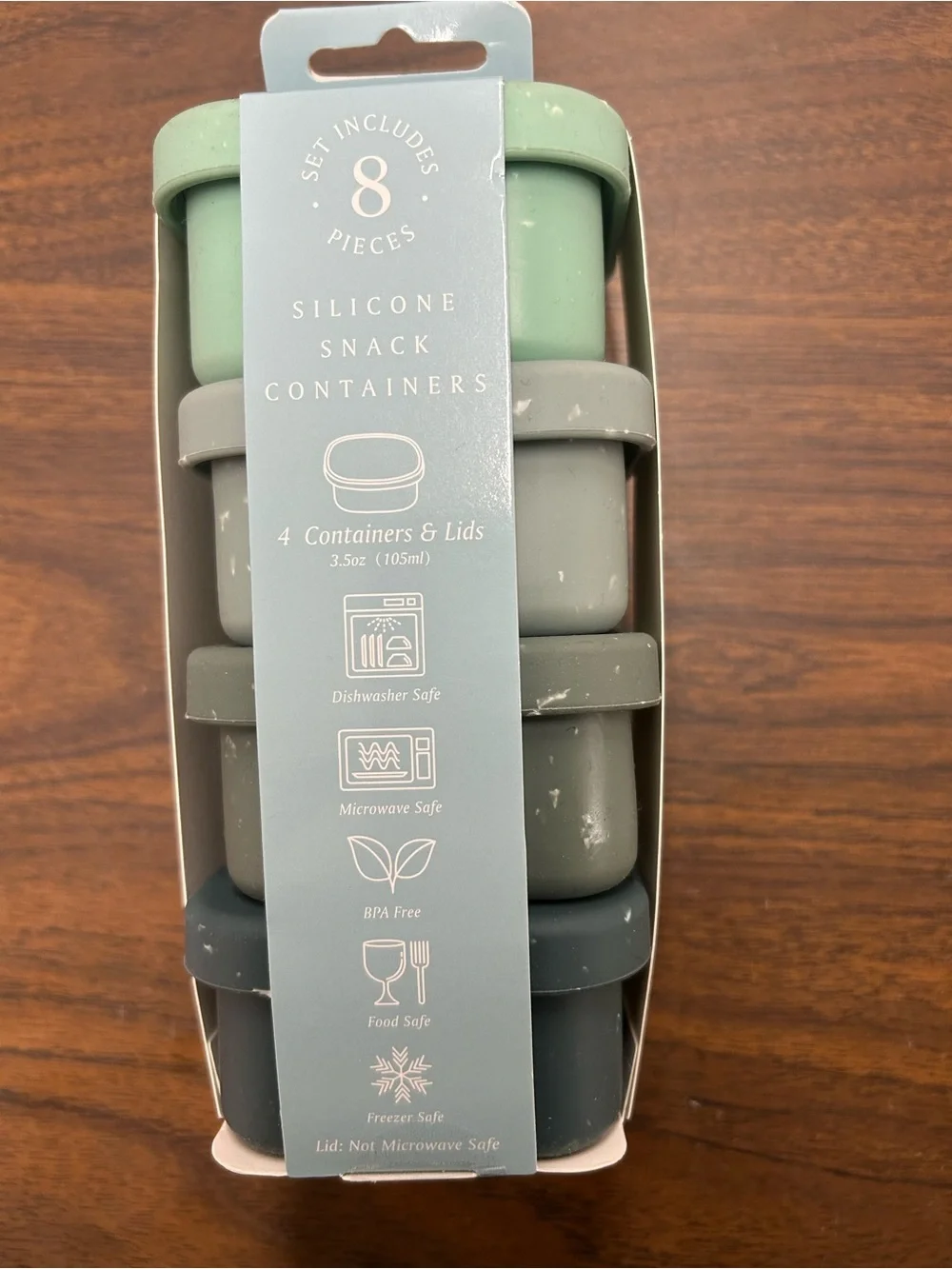 New The Spring Shop Silicone Snack Containers -Mint,Light,Olive & Dark Green Set